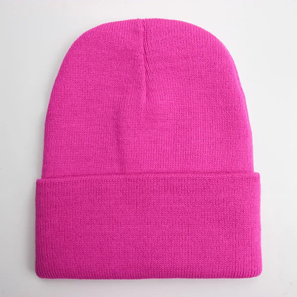 Solid Knit Beanie with Folded Cuff and Color Options