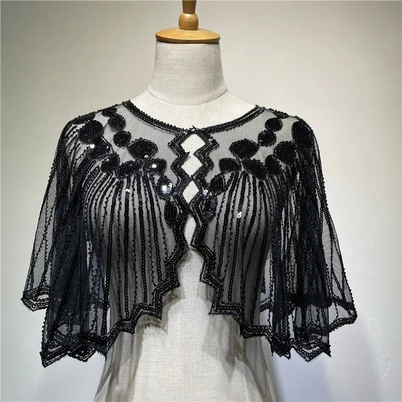 Beaded Sequin Capelet for Layering over Dresses and Tops