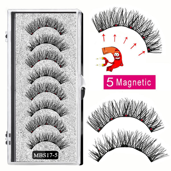 4 pairs 5 Magnet Magnetic False Eyelashes 3D Lasting Magnetic Eyelashes Natural Artificial Mink lashes Faux Cils Magnetique