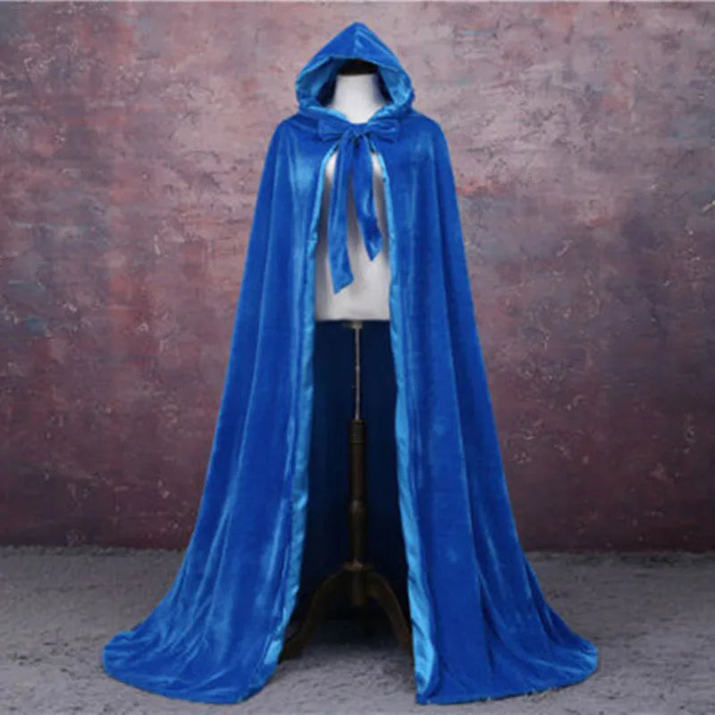 Long Velvet Hooded Cape for Layering over Outfits