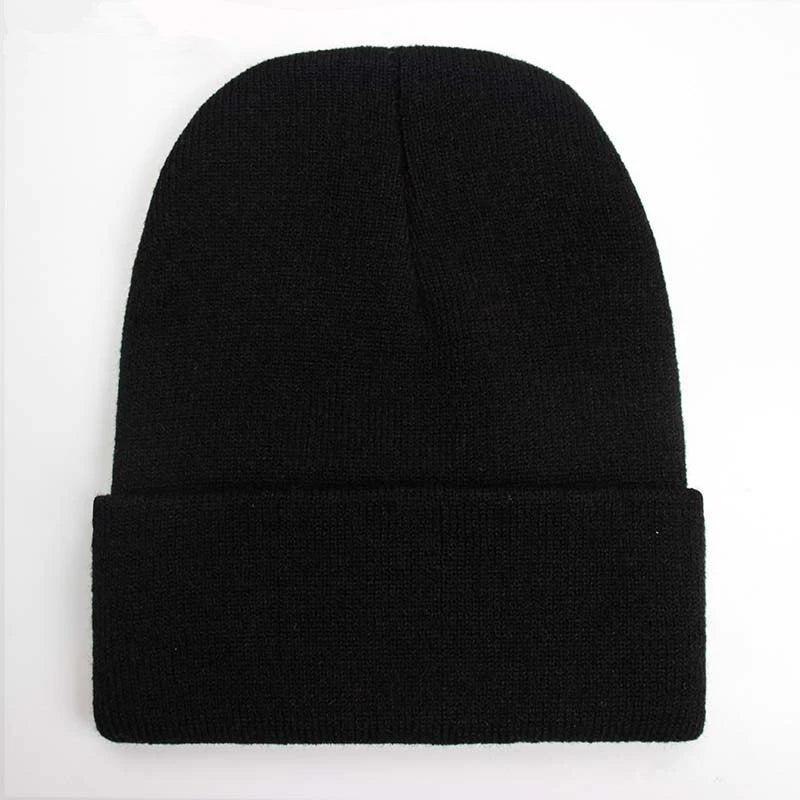 Solid Knit Beanie with Folded Cuff and Color Options