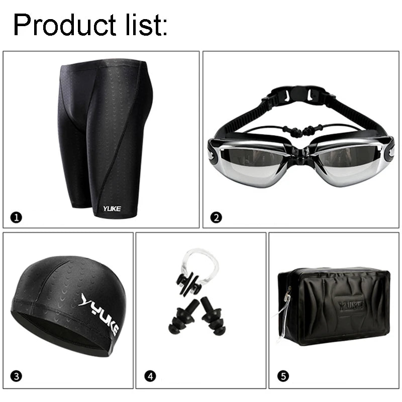 Men's Swimsuit Trunks with Optional Multi-Piece Swimming Accessory Kits for Beach and Pool Wear