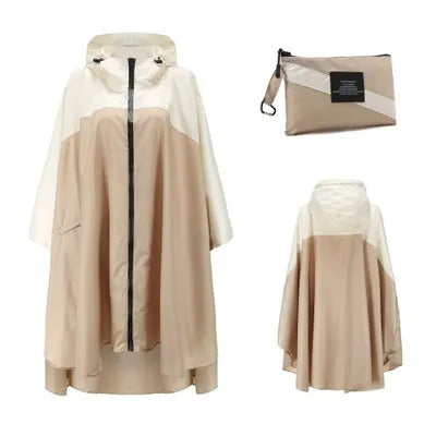 Hooded Printed Poncho for Layering over Tops and Dresses