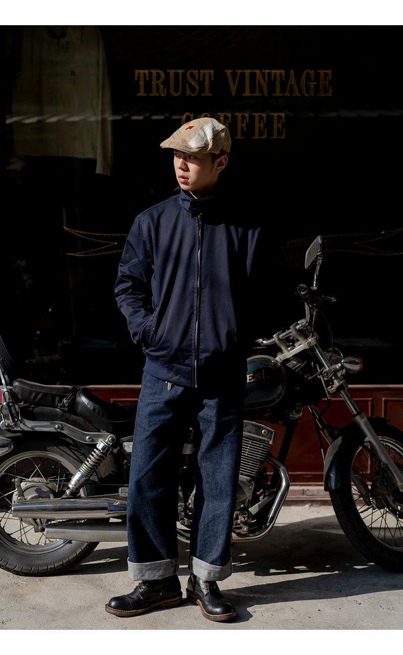Men jacket autumn thin EU size vintage classic bomber coat inner plaid jacket