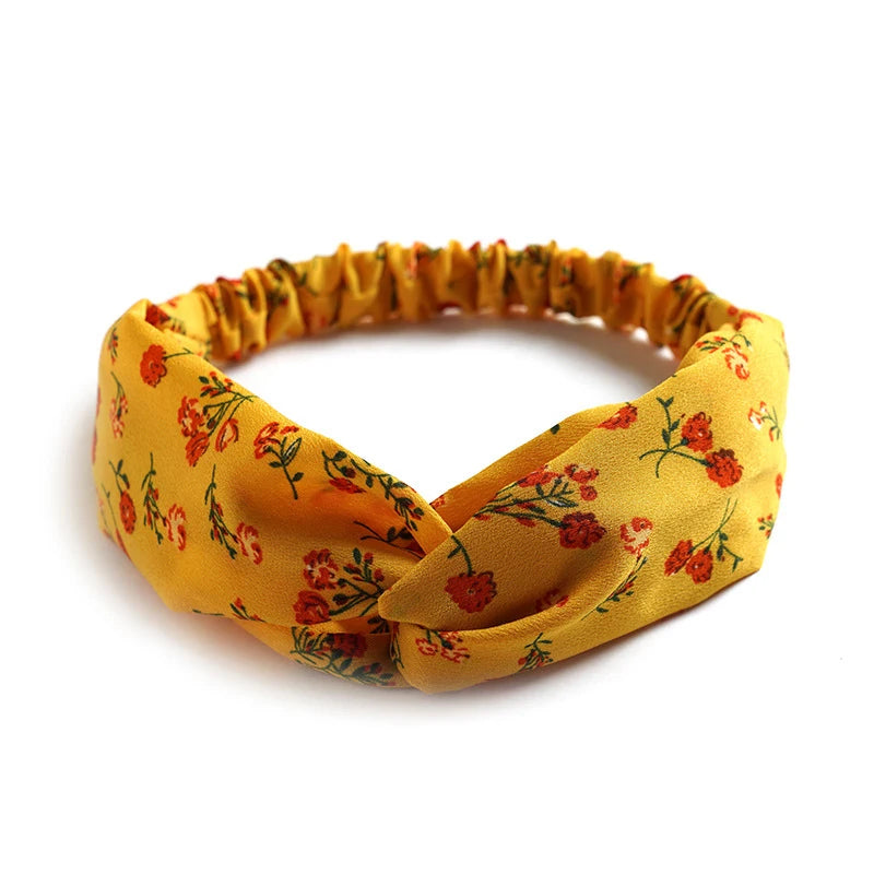 Floral Print Twist Front Elastic Headband for Everyday Hair Styling