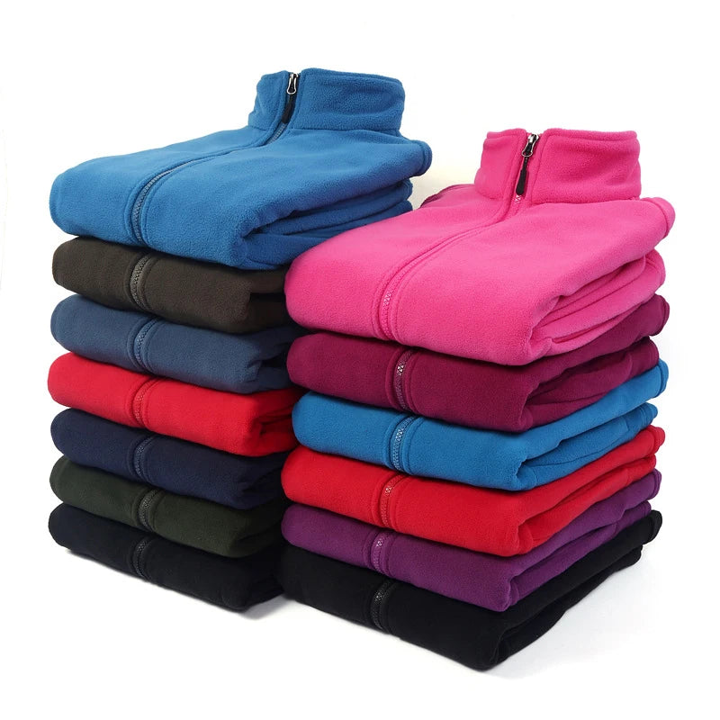 Long Sleeve Full Zip Fleece Outdoor Jacket with Pockets