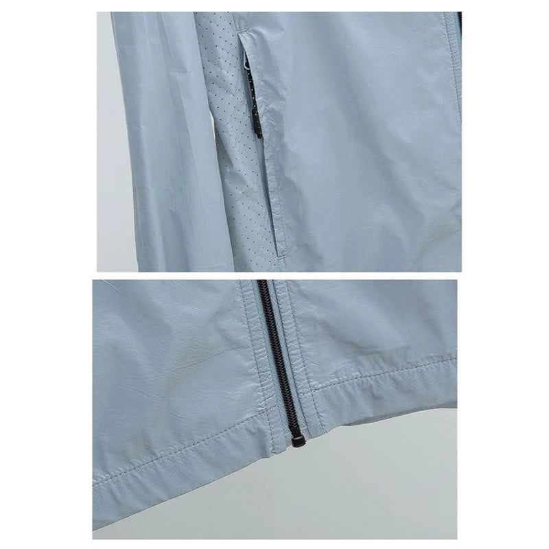 Hooded Long Sleeve Full Zip Outdoor Hiking Jacket with Pockets