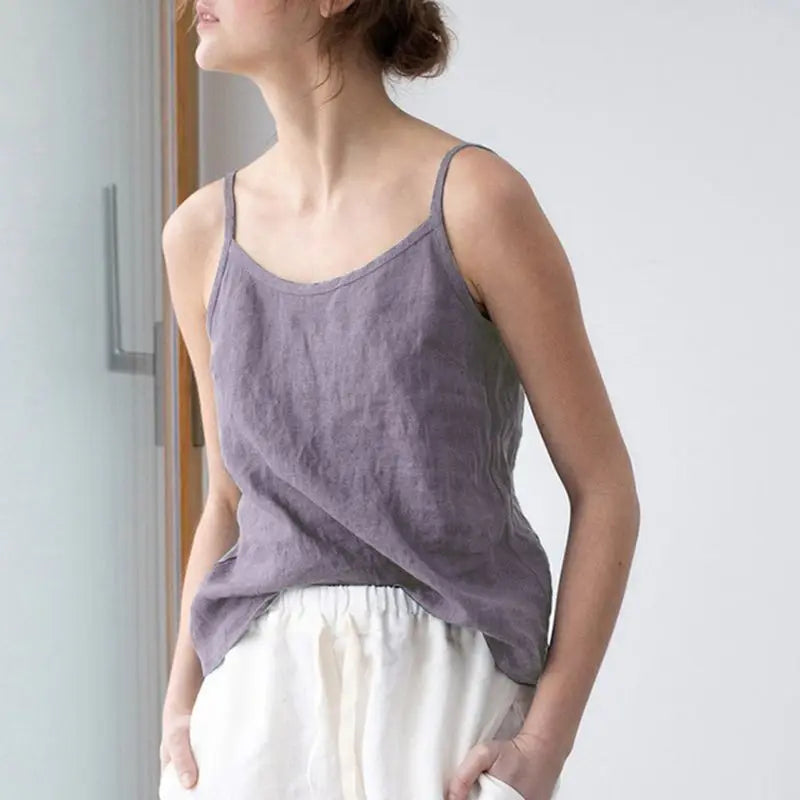 Women's Viscose Sleeveless V-Neck Camisole Top with Straps for Casual Summer Outfits