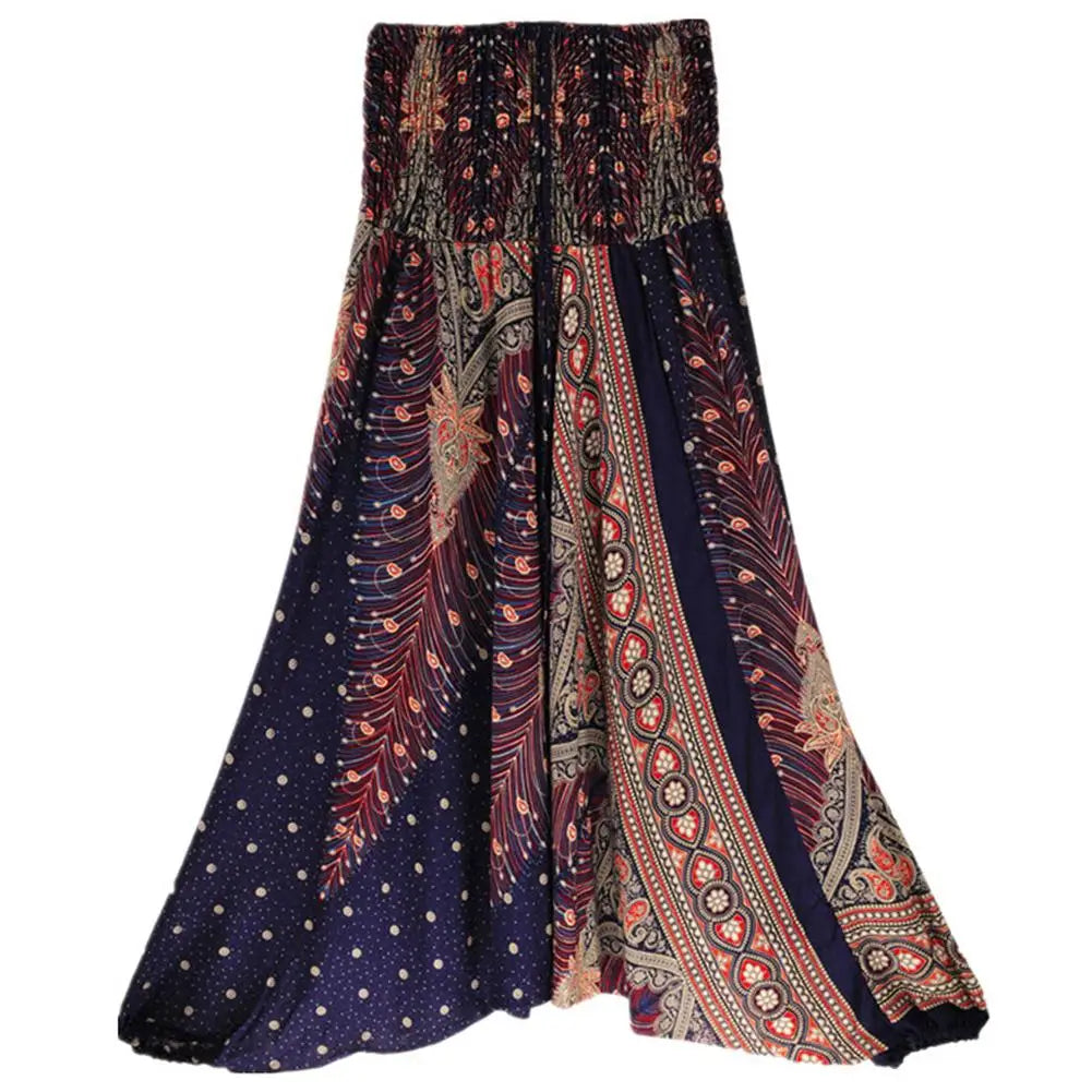 Unisex Cotton Harem Pants with Printed Convertible One Piece Styling