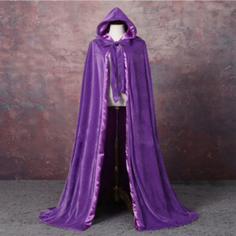 Long Velvet Hooded Cape for Layering over Outfits