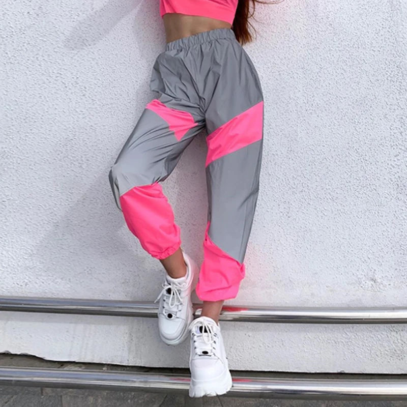 Women's Color Block Joggers with Drawstring Waist and Elastic Cuffs