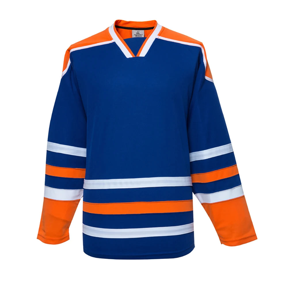 Blank Long Sleeve Ice Hockey Practice Jersey with Contrast Stripes