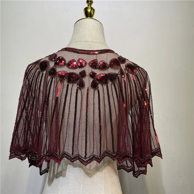 Beaded Sequin Capelet for Layering over Dresses and Tops