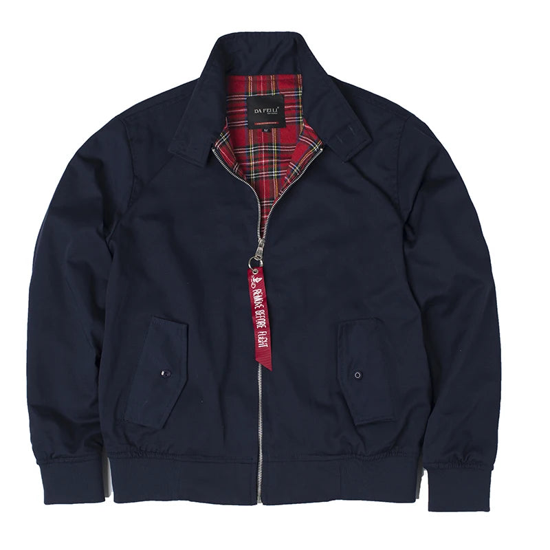 Men jacket autumn thin EU size vintage classic bomber coat inner plaid jacket