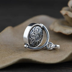 S925 Sterling Silver Buddhist six-character mantra pendant Man Women Thai silver  rotated Lucky pendant Jewerly