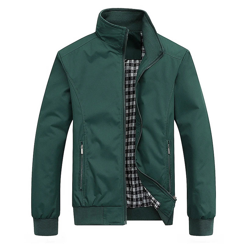 Men's Solid Zip-Front Bomber Jacket
