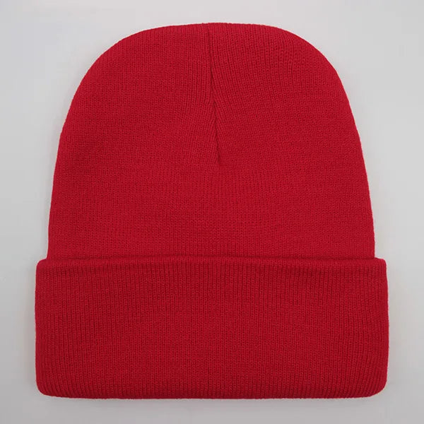 Solid Knit Beanie with Folded Cuff and Color Options