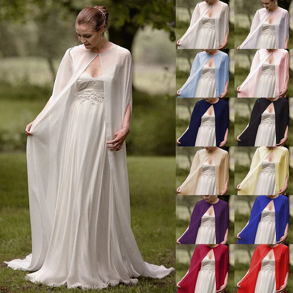Long Sheer Bridal Cape for Layering over Outfits
