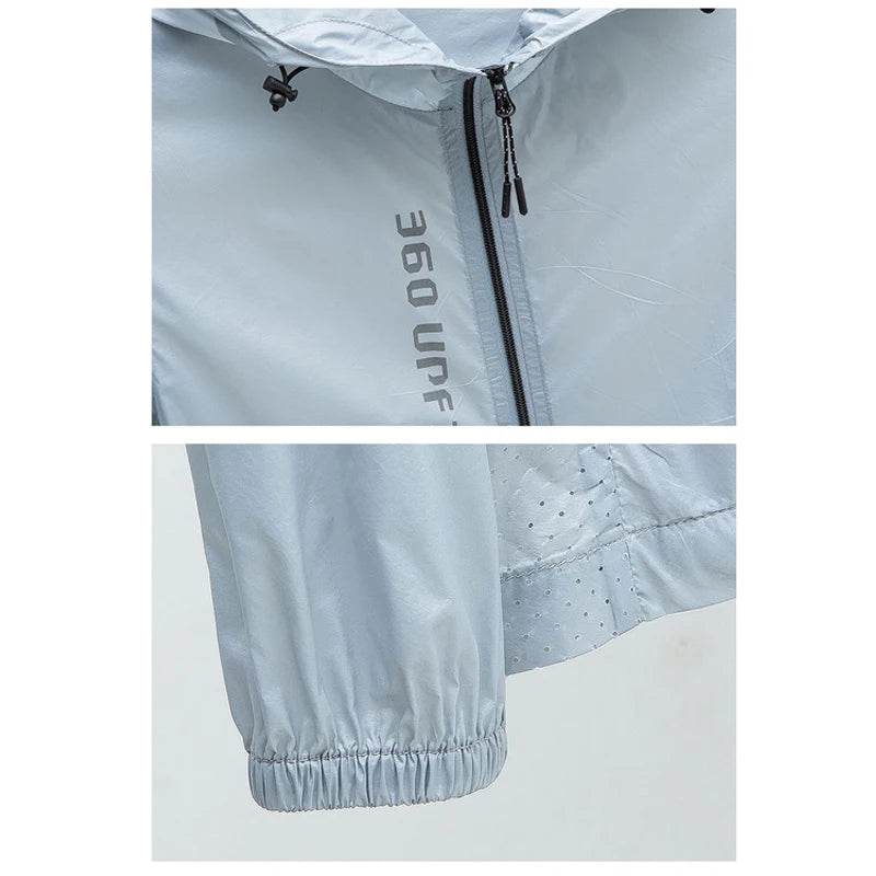 Hooded Long Sleeve Full Zip Outdoor Hiking Jacket with Pockets