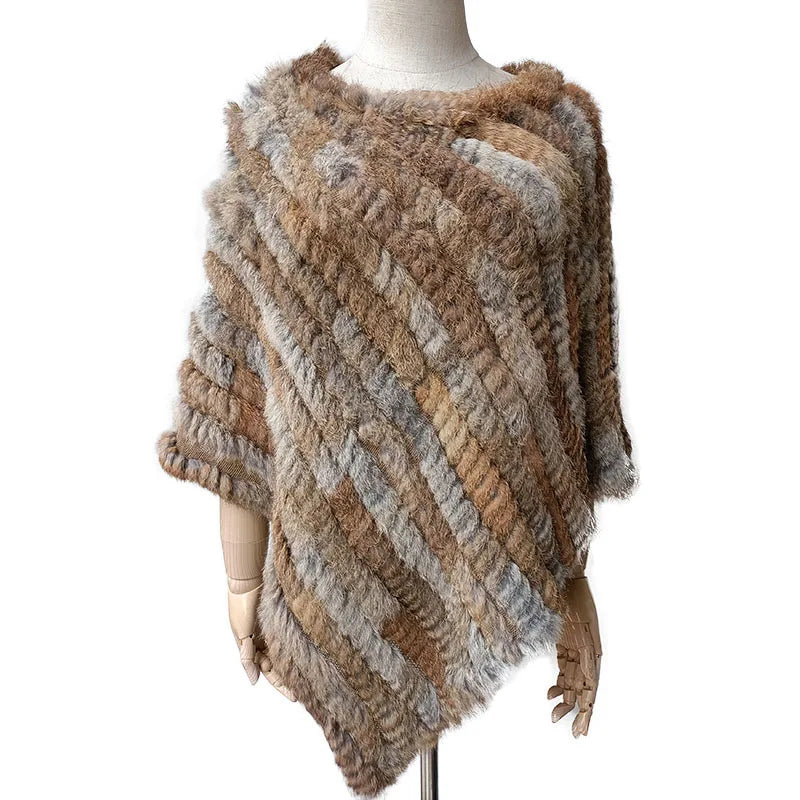 Textured Pointed Hem Poncho for Layering over Outfits