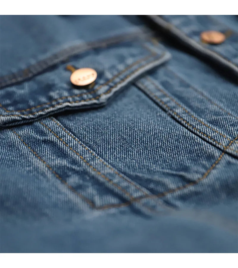 Men's Fashion Plus Size Light Blue Denim Trucker Jacket Outwear Oversized Jean Jacket