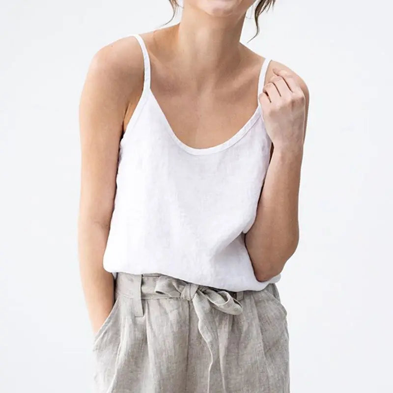 Women's Viscose Sleeveless V-Neck Camisole Top with Straps for Casual Summer Outfits