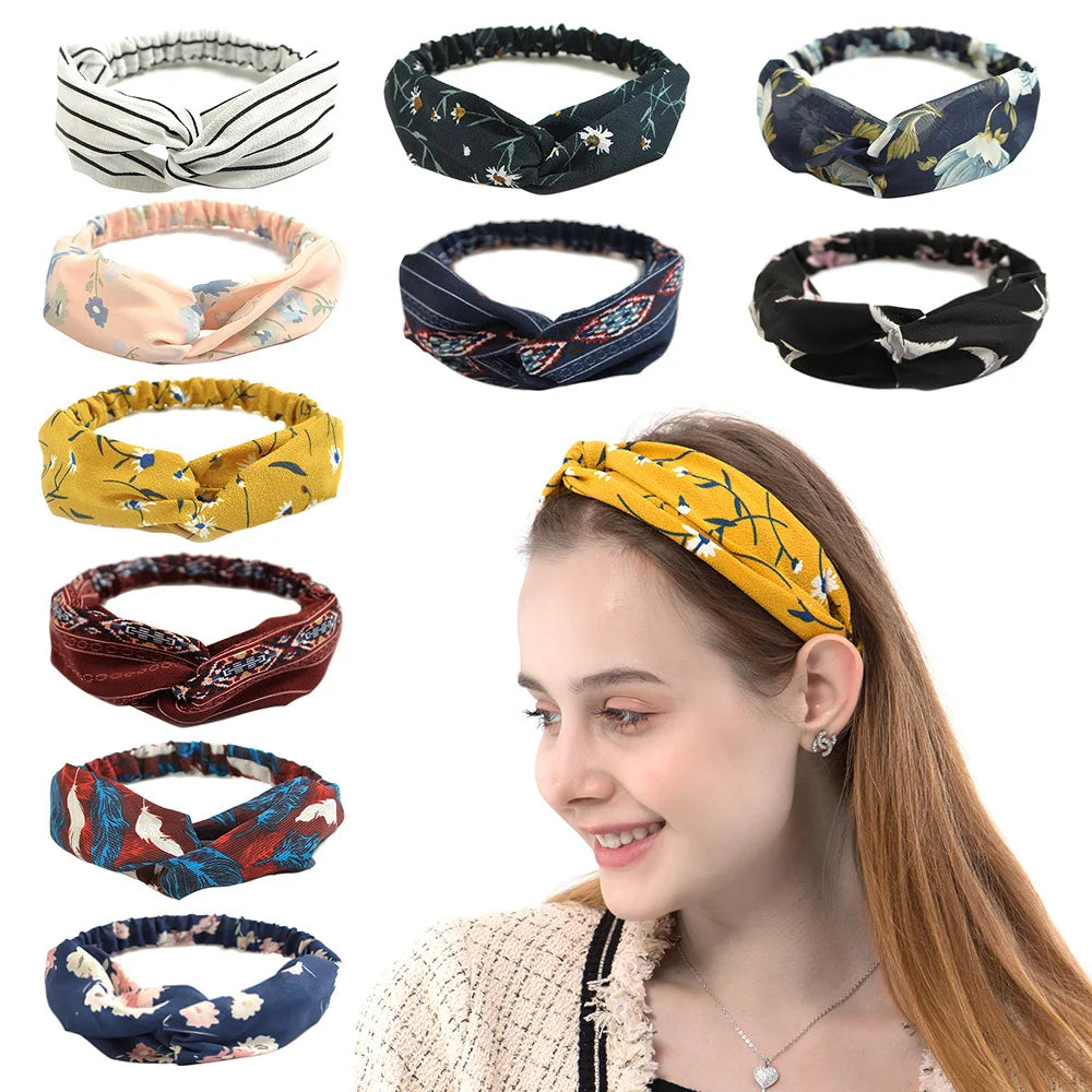 Floral Print Twist Front Elastic Headband for Everyday Hair Styling