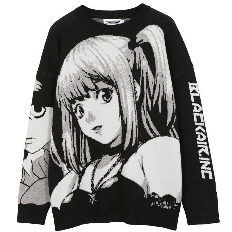Men's Anime Graphic Crew Neck Knit Sweater