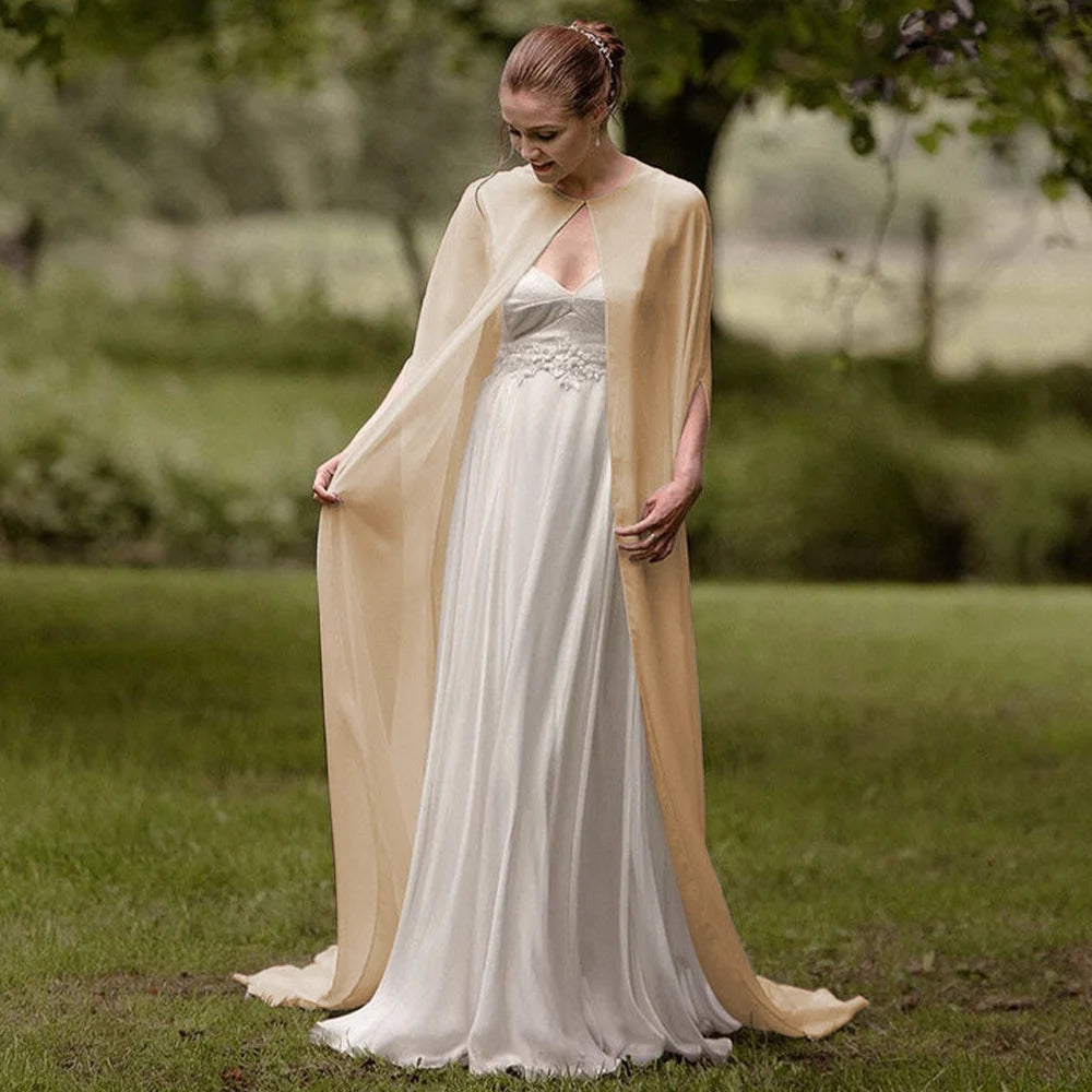 Long Sheer Bridal Cape for Layering over Outfits