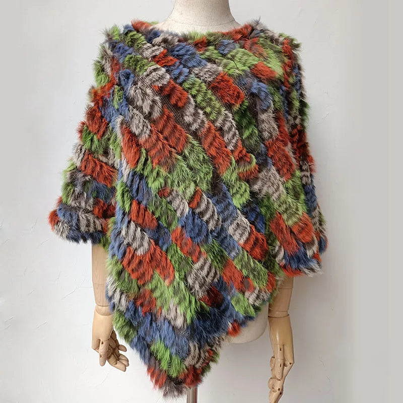 Textured Pointed Hem Poncho for Layering over Outfits
