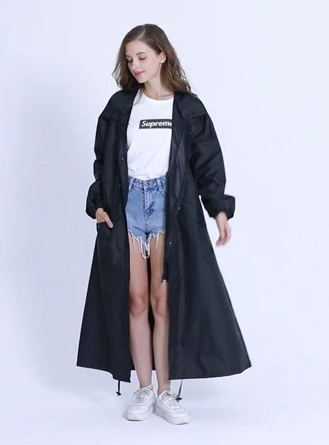 Long Hooded Front Opening Jacket for Layering over Outfits