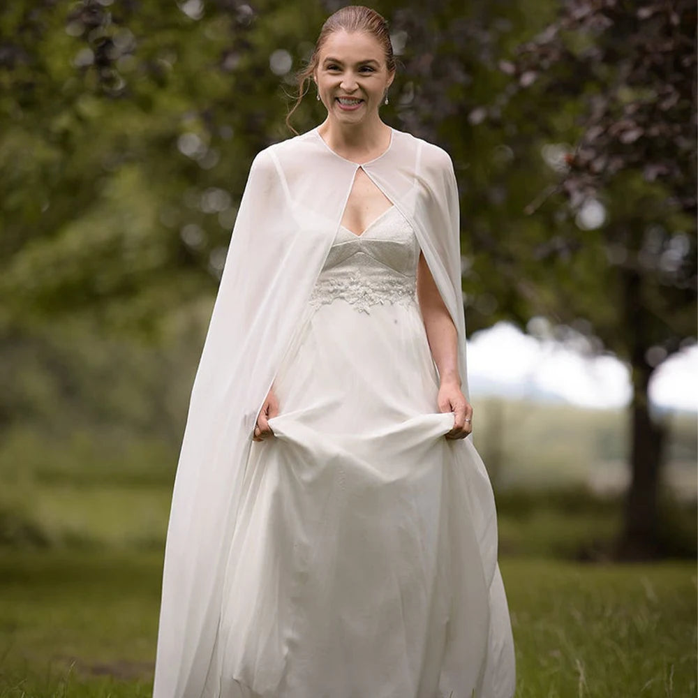 Long Sheer Bridal Cape for Layering over Outfits