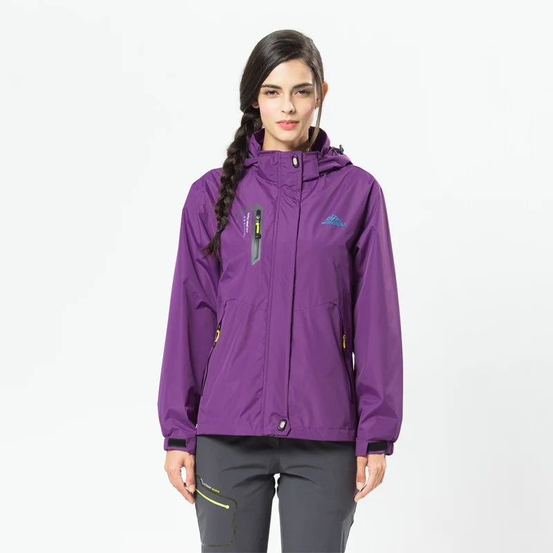 Hooded Long Sleeve Full Zip Outdoor Hiking Jacket with Pockets