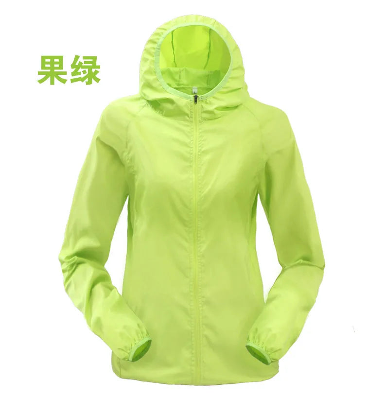 Hooded Long Sleeve Full Zip Outdoor Hiking Jacket with Pockets