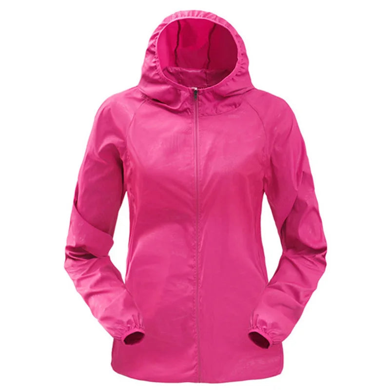 Hooded Long Sleeve Full Zip Outdoor Hiking Jacket with Pockets