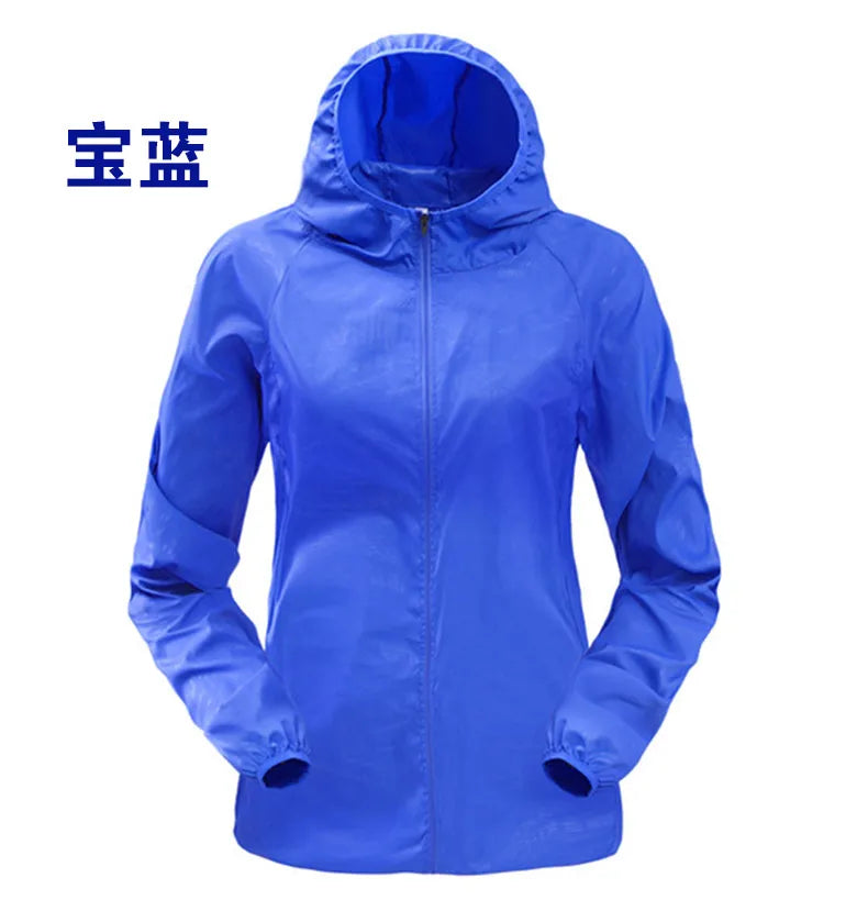 Hooded Long Sleeve Full Zip Outdoor Hiking Jacket with Pockets