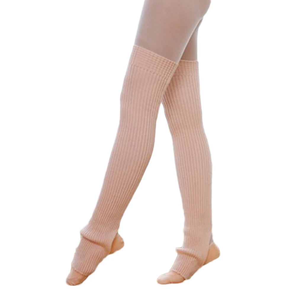 Long Ribbed Leg Warmers with Open Heel Stirrup Shape