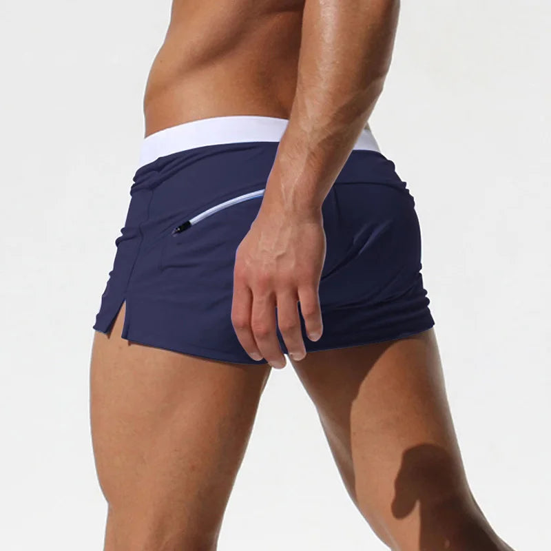 Men's Swim Shorts with Low-Waist Cut with Pockets for Beach and Pool Wear