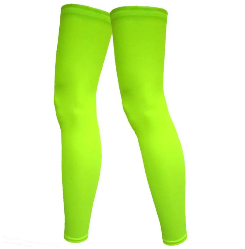 Men Ice Silk UV Sun Protection Leg Sleeves Lightweight Breathable Outdoor Cycling Running Sports Leggings