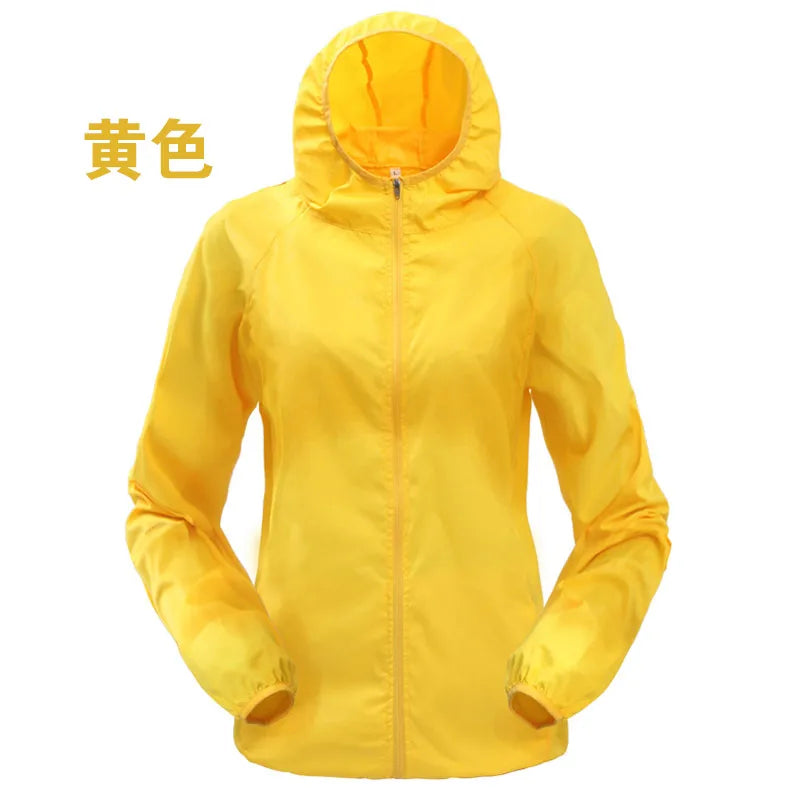 Hooded Long Sleeve Full Zip Outdoor Hiking Jacket with Pockets