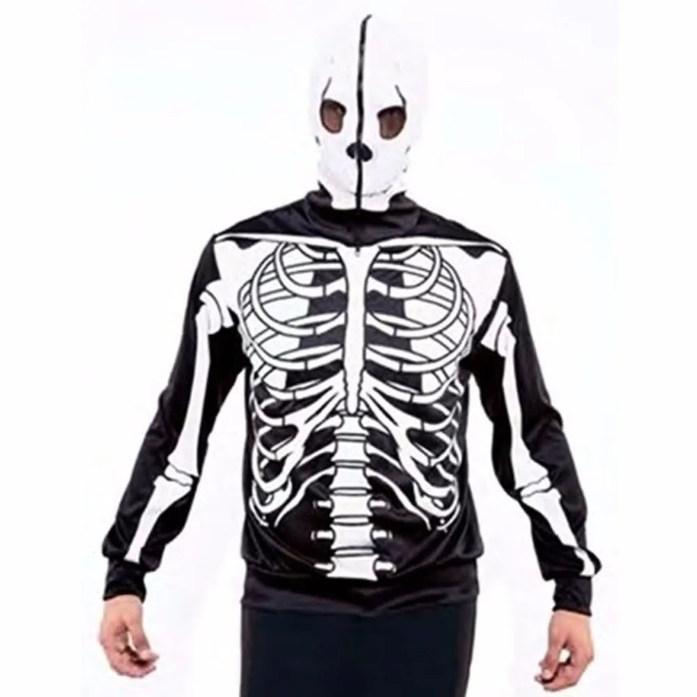 Skeleton Graphic Long Sleeve Full Zip Casual Hoodie
