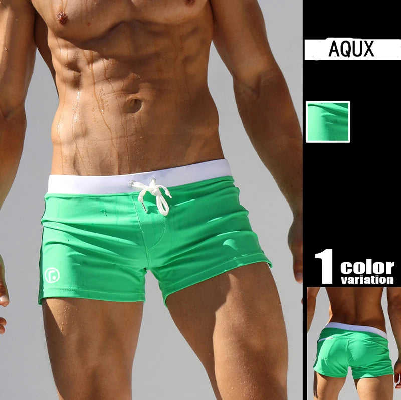 Men's Swim Shorts with Low-Waist Cut with Pockets for Beach and Pool Wear