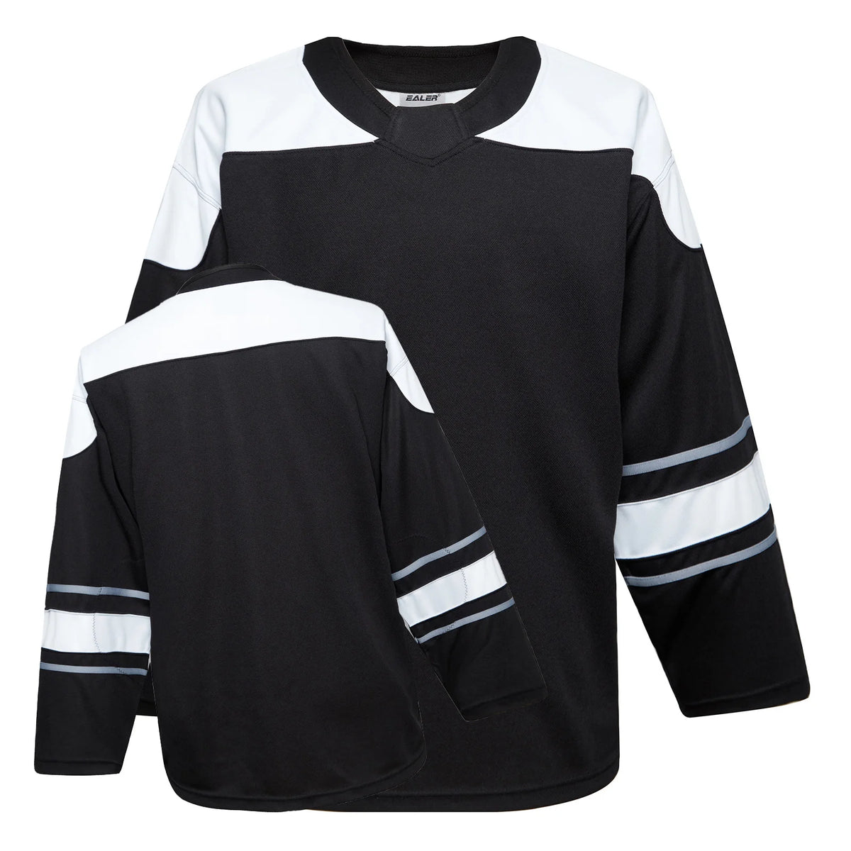 Blank Long Sleeve Ice Hockey Practice Jersey with Contrast Stripes
