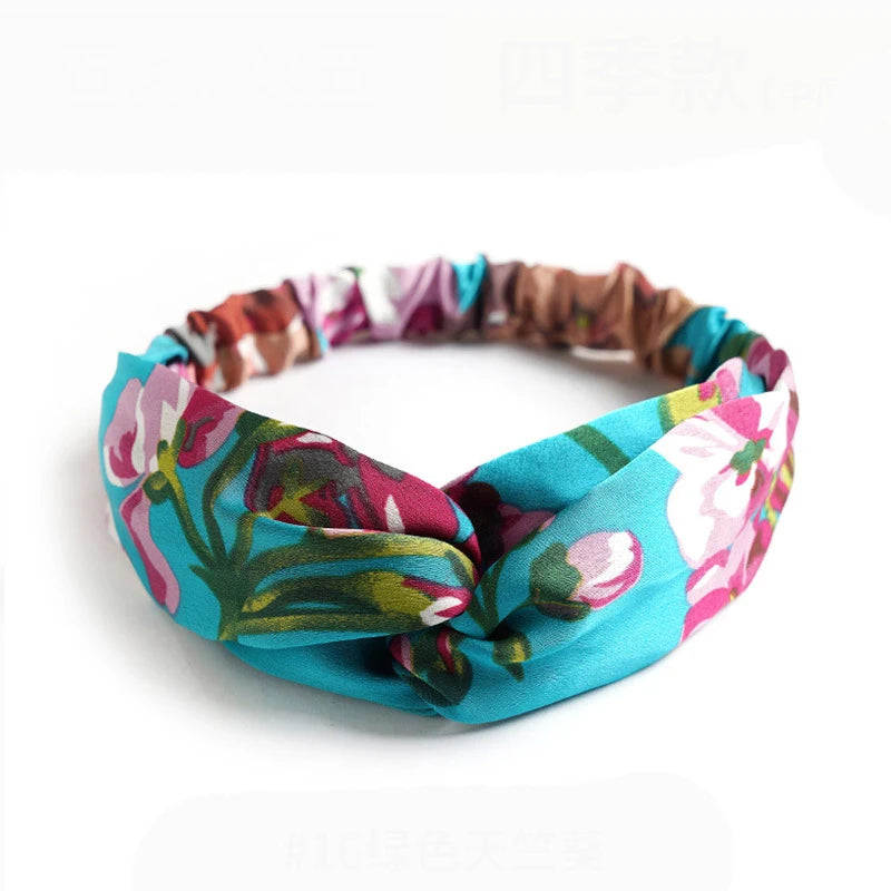 Floral Print Twist Front Elastic Headband for Everyday Hair Styling