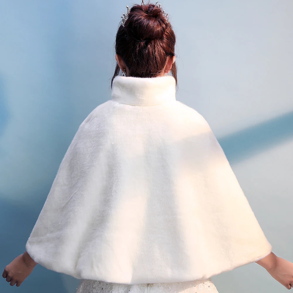 Plush Clasp Front Capelet for Layering over Dresses and Tops