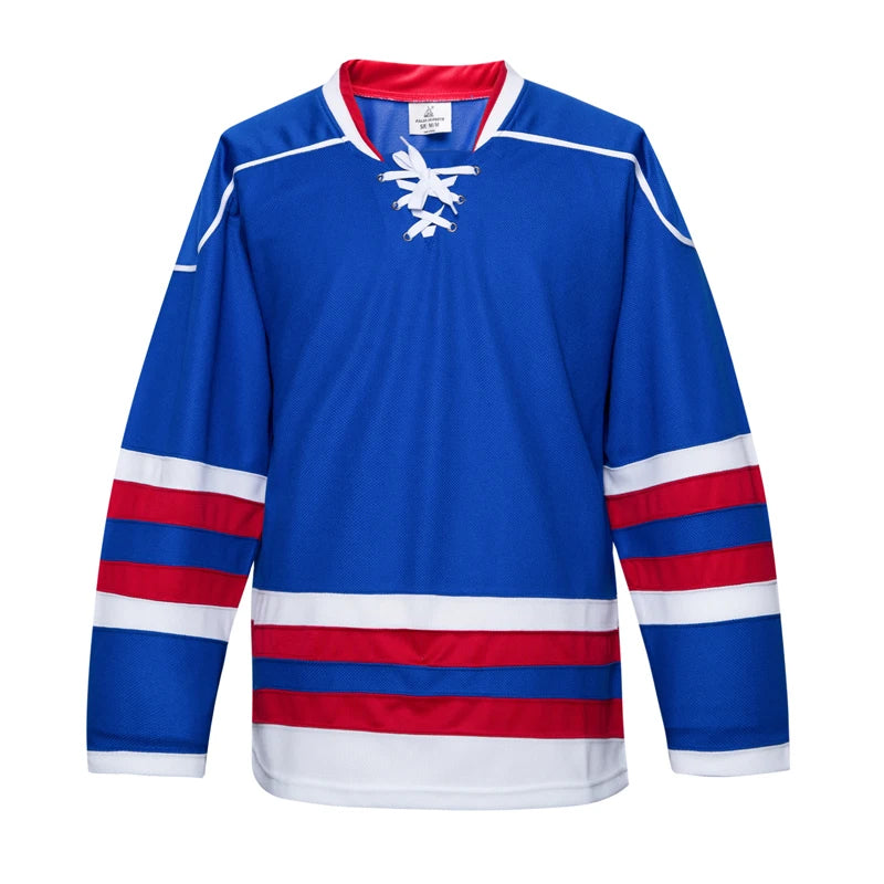 Blank Long Sleeve Ice Hockey Practice Jersey with Contrast Stripes