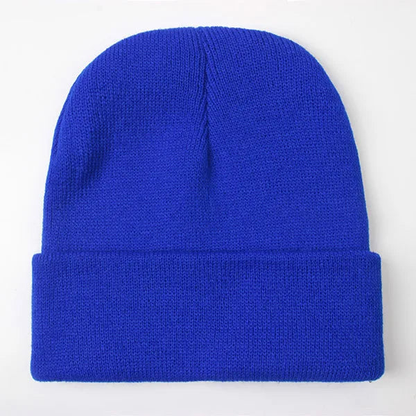 Solid Knit Beanie with Folded Cuff and Color Options