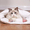 Japanese Cat Bed Warm Cat Sleeping Bag Deep Sleep Cave Winter Removable Pet House Bed for Cats Dogs Nest Cushion with Pillow