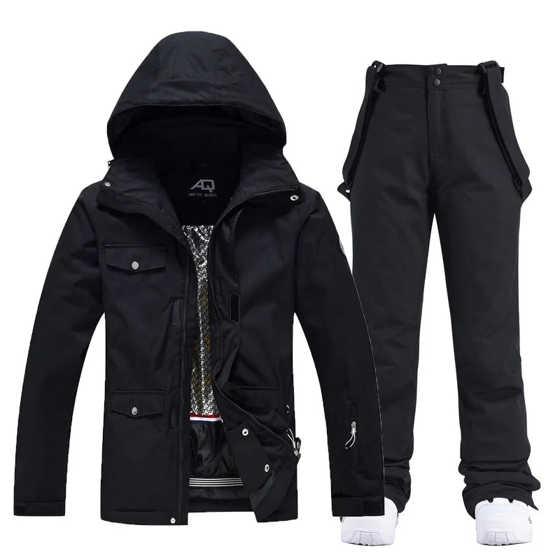 Hooded Ski Jacket and Pants Clothing Set with Style Options