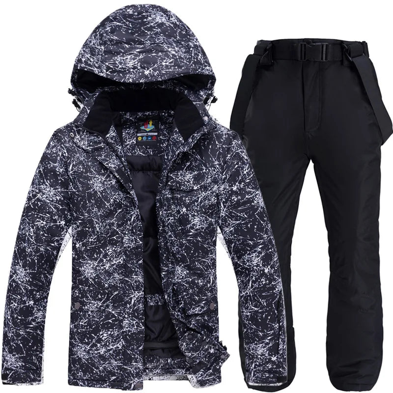 Hooded Ski Jacket and Pants Clothing Set with Style Options